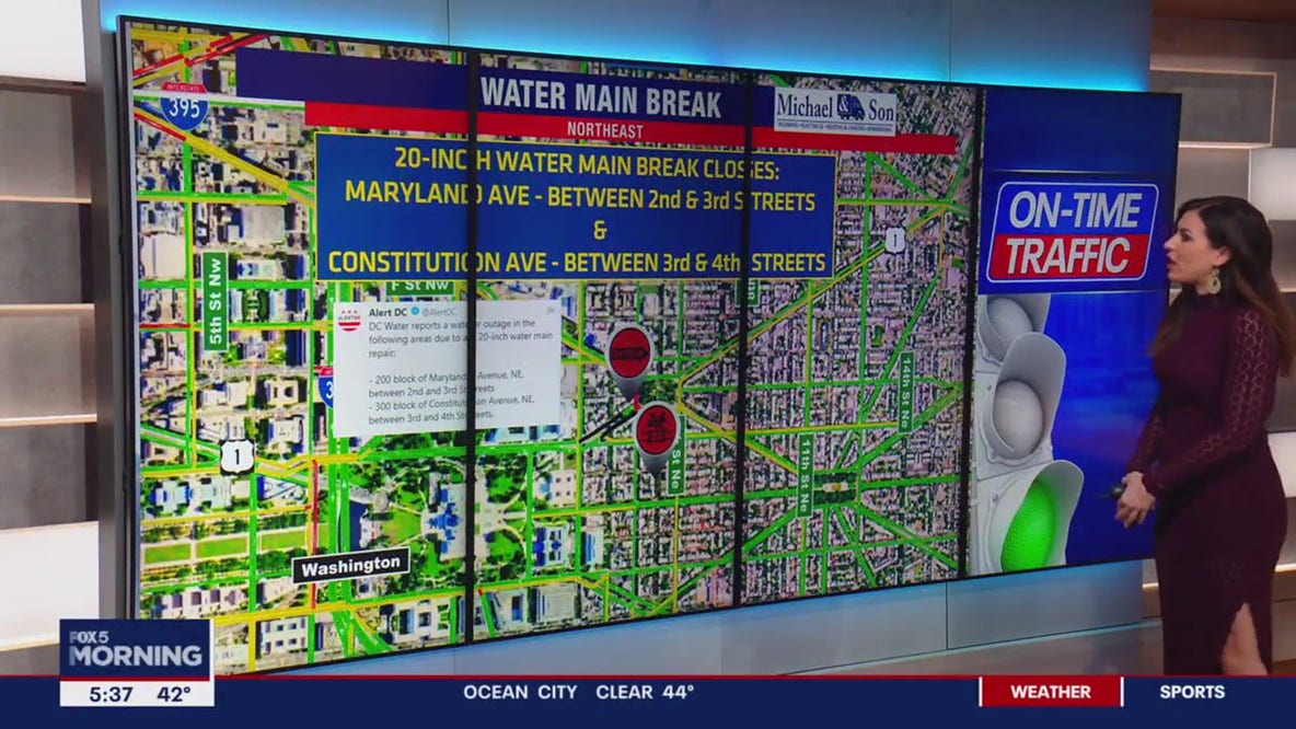 Water main break disrupts traffic in downtown DC